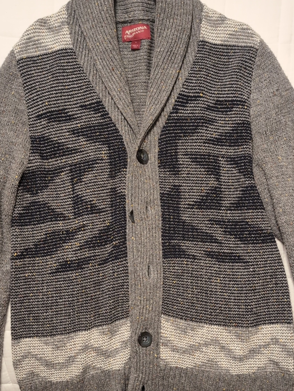 Arizona Jean Company Gray & Black Shawl Collar Button Cardigan
